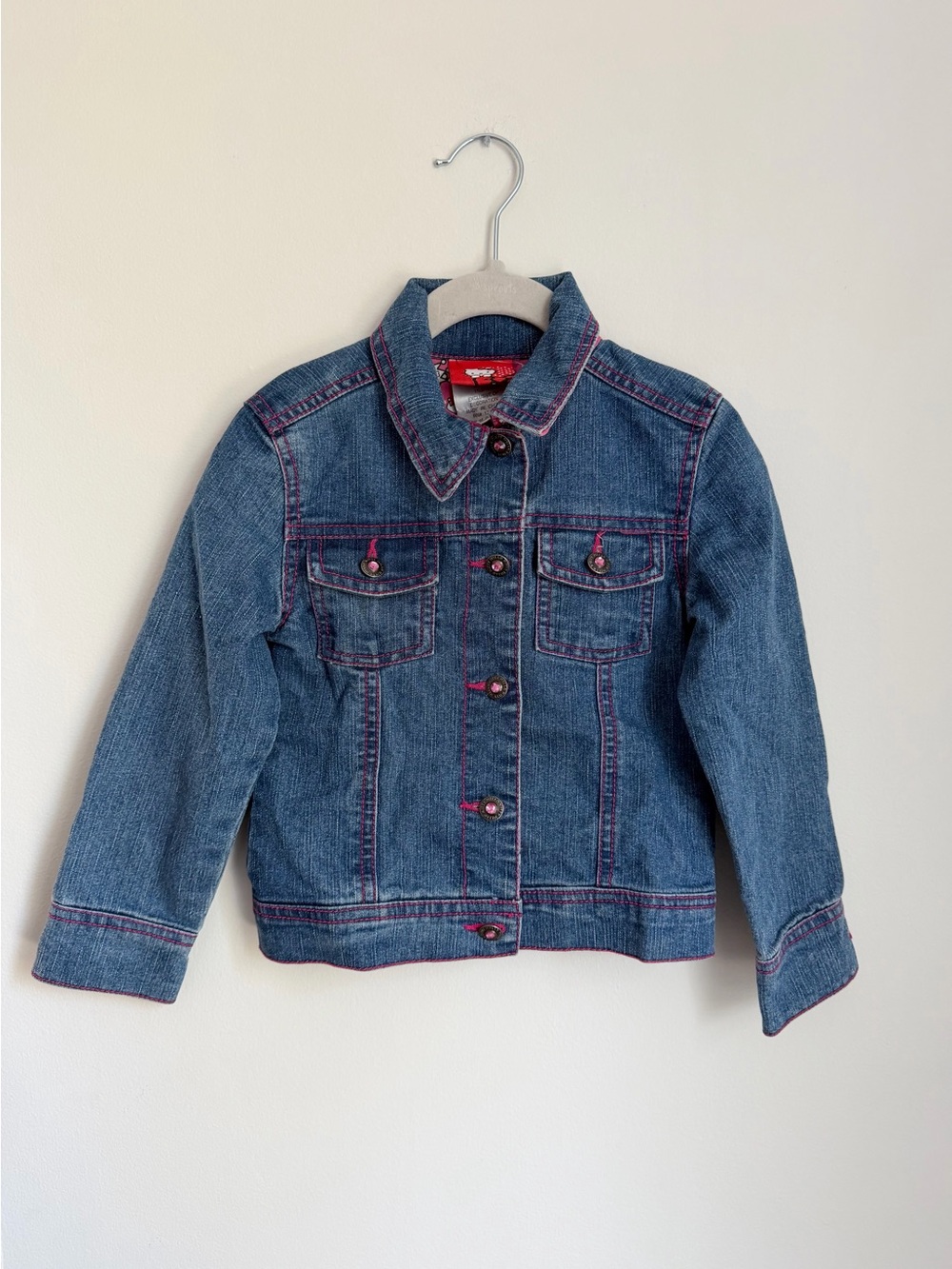 Hello Kitty Kids Denim Jacket with Rhinestone Detailing (Size 4)